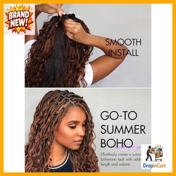 Deep Wave Human Hair Extensions for Boho Braids 22 Inch 100g Bulk Bundles main image 4